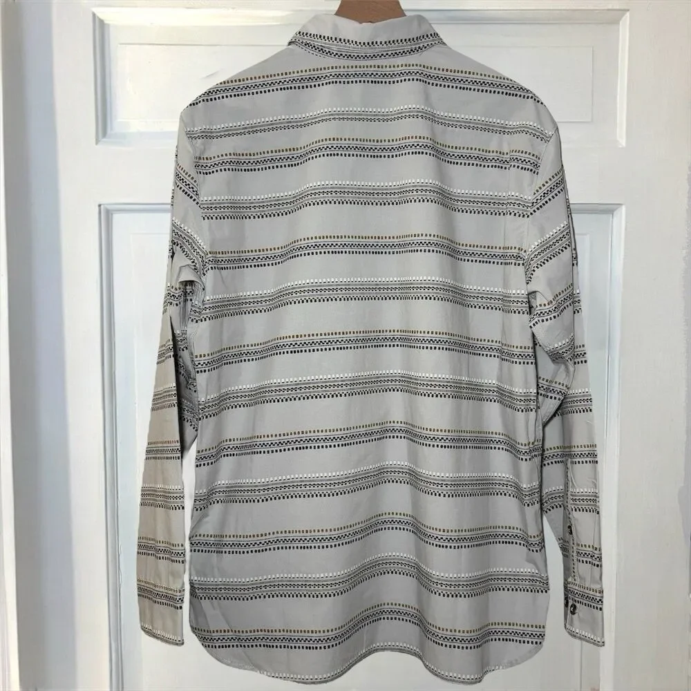The North Face Aztec Striped Shirt Men's L Gray Long Sleeve Western Button Up‎
